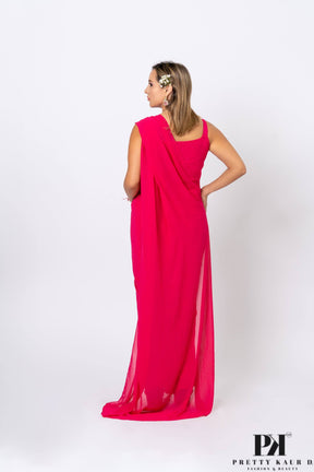 Pretty-Kaur-fashion-beauty-Red-Fuchsia-Gown-Saree-4